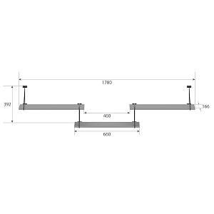 Полка с полкодержателями COFFEE SH4-ROD/BAR, серый, 1780х166х392 мм